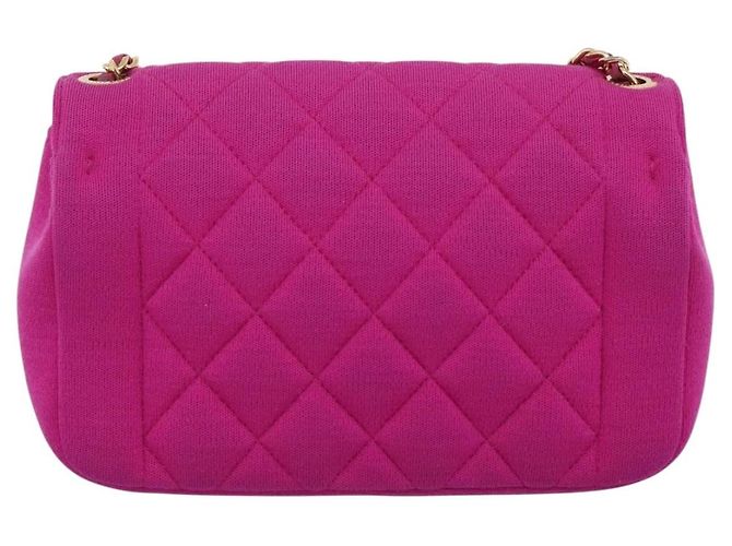 Borsa a tracolla CHANEL Matelasse con catena in jersey di cotone Pink Gold CC Auth 198735M Rosa D'oro - vista 2