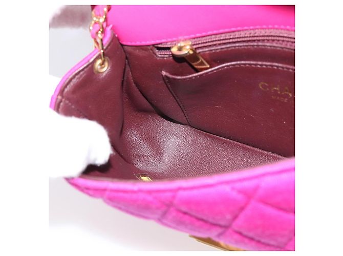 Borsa a tracolla CHANEL Matelasse con catena in jersey di cotone Pink Gold CC Auth 198735M Rosa D'oro - vista 20