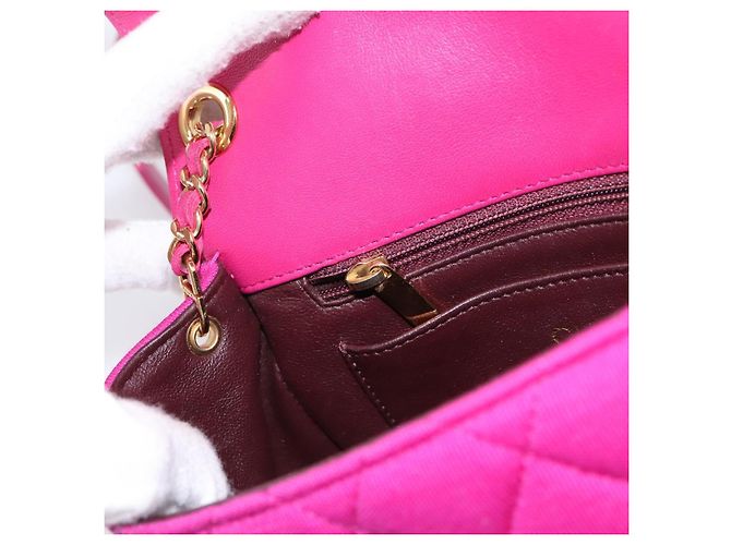 Borsa a tracolla CHANEL Matelasse con catena in jersey di cotone Pink Gold CC Auth 198735M Rosa D'oro - vista 21