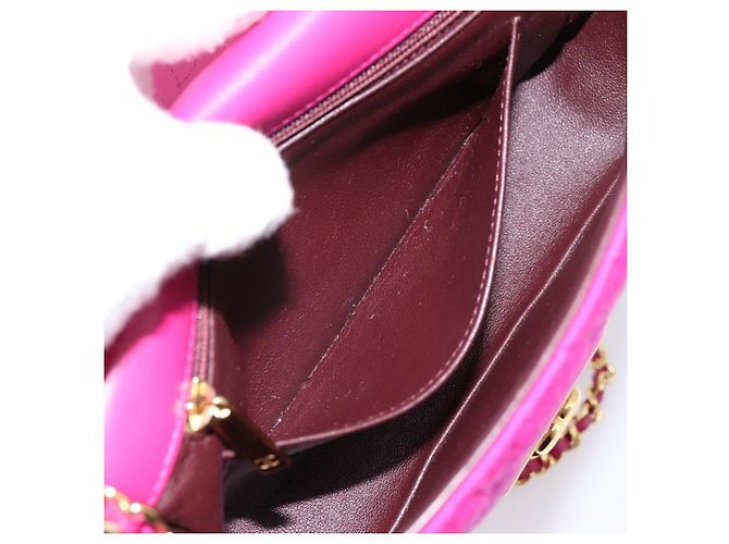 Borsa a tracolla CHANEL Matelasse con catena in jersey di cotone Pink Gold CC Auth 198735M Rosa D'oro - vista 23