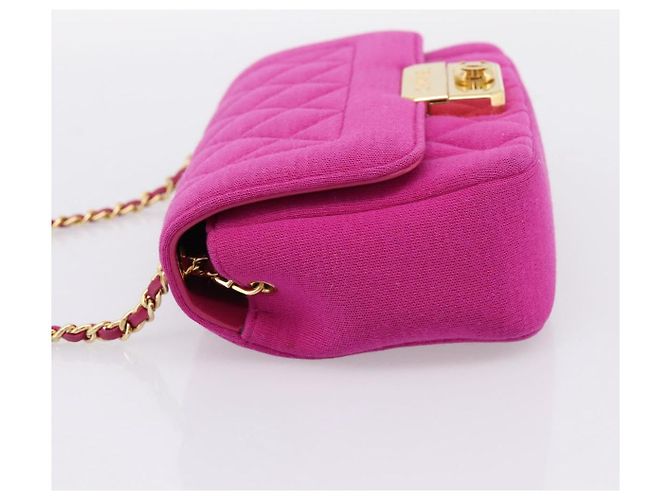 Borsa a tracolla CHANEL Matelasse con catena in jersey di cotone Pink Gold CC Auth 198735M Rosa D'oro - vista 3