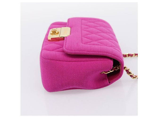 Borsa a tracolla CHANEL Matelasse con catena in jersey di cotone Pink Gold CC Auth 198735M Rosa D'oro - vista 4
