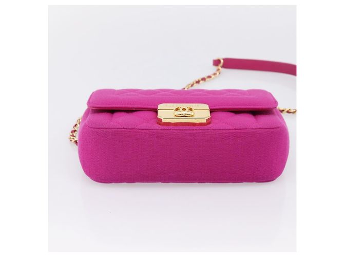 Borsa a tracolla CHANEL Matelasse con catena in jersey di cotone Pink Gold CC Auth 198735M Rosa D'oro - vista 5