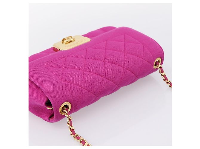 Borsa a tracolla CHANEL Matelasse con catena in jersey di cotone Pink Gold CC Auth 198735M Rosa D'oro - vista 6
