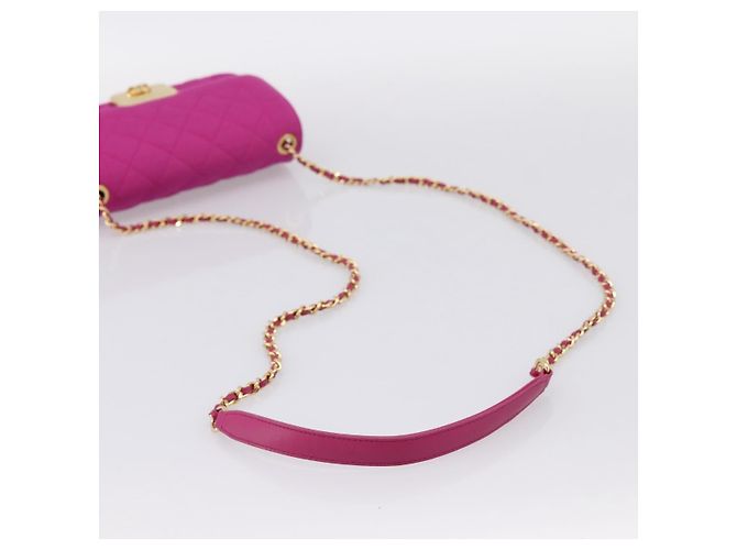 Borsa a tracolla CHANEL Matelasse con catena in jersey di cotone Pink Gold CC Auth 198735M Rosa D'oro - vista 7