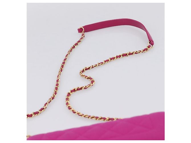 Borsa a tracolla CHANEL Matelasse con catena in jersey di cotone Pink Gold CC Auth 198735M Rosa D'oro - vista 8
