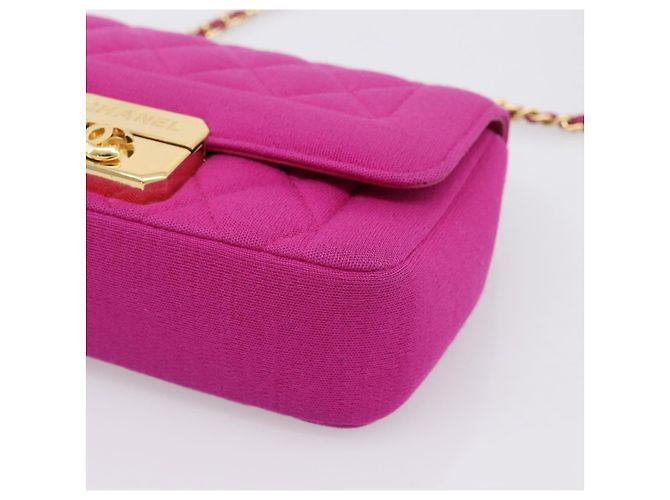 Borsa a tracolla CHANEL Matelasse con catena in jersey di cotone Pink Gold CC Auth 198735M Rosa D'oro - vista 9