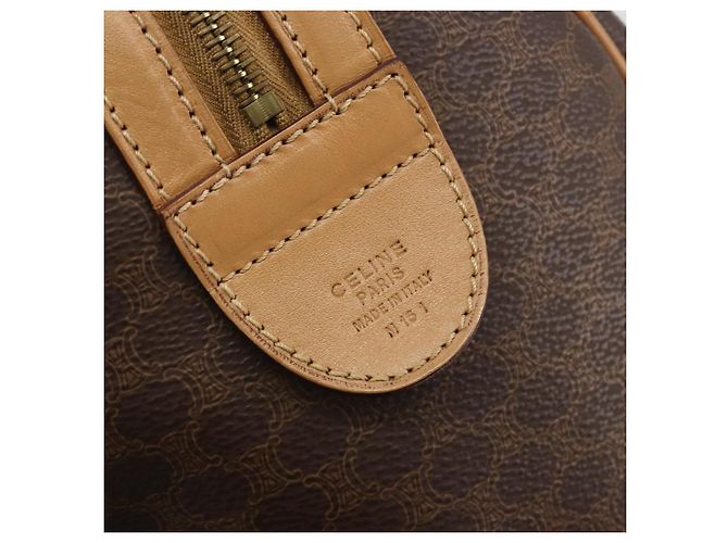 Céline Borsa Boston CELINE Macadam Canvas PVC Leather Brown Gold Auth 198748 Marrone D'oro - vista 12