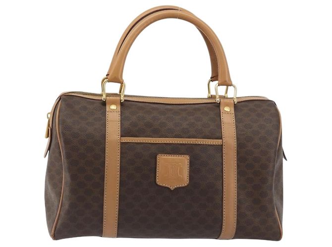 Céline Borsa Boston CELINE Macadam Canvas PVC Leather Brown Gold Auth 198748 Marrone D'oro - vista 13