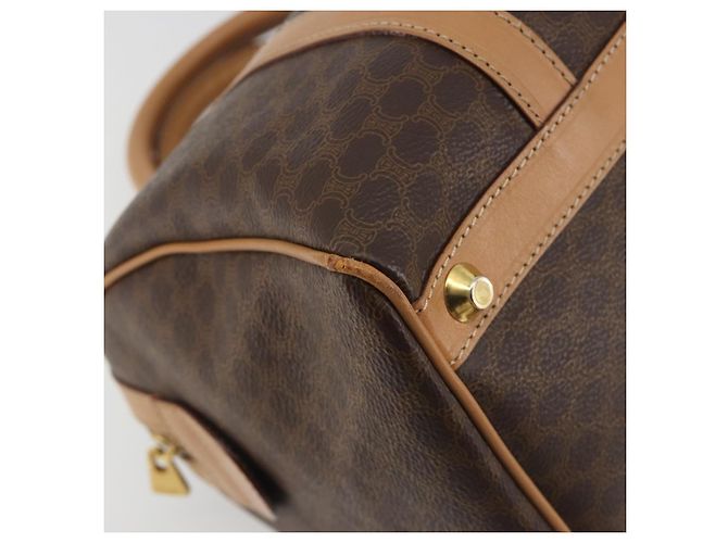 Céline Borsa Boston CELINE Macadam Canvas PVC Leather Brown Gold Auth 198748 Marrone D'oro - vista 14