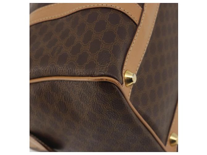Céline Borsa Boston CELINE Macadam Canvas PVC Leather Brown Gold Auth 198748 Marrone D'oro - vista 16