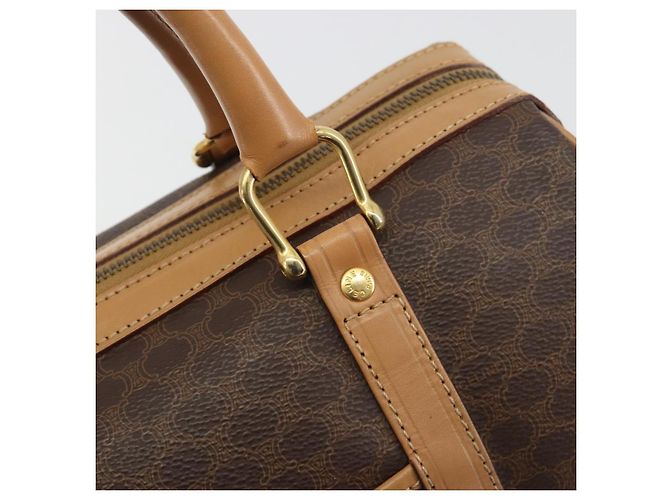 Céline Borsa Boston CELINE Macadam Canvas PVC Leather Brown Gold Auth 198748 Marrone D'oro - vista 17
