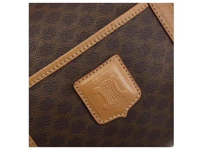Céline Borsa Boston CELINE Macadam Canvas PVC Leather Brown Gold Auth 198748 Marrone D'oro - vista 19