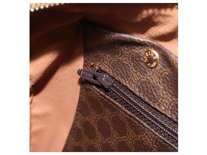 Céline Borsa Boston CELINE Macadam Canvas PVC Leather Brown Gold Auth 198748 Marrone D'oro - vista 22