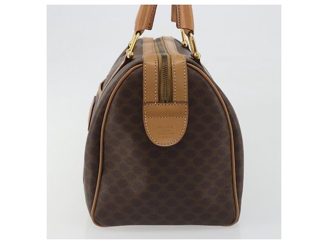 Céline Borsa Boston CELINE Macadam Canvas PVC Leather Brown Gold Auth 198748 Marrone D'oro - vista 3