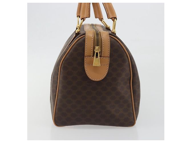 Céline Borsa Boston CELINE Macadam Canvas PVC Leather Brown Gold Auth 198748 Marrone D'oro - vista 4