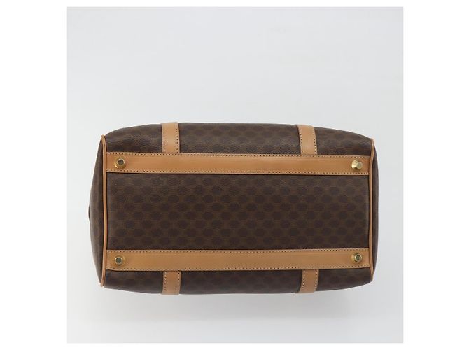 Céline Borsa Boston CELINE Macadam Canvas PVC Leather Brown Gold Auth 198748 Marrone D'oro - vista 5