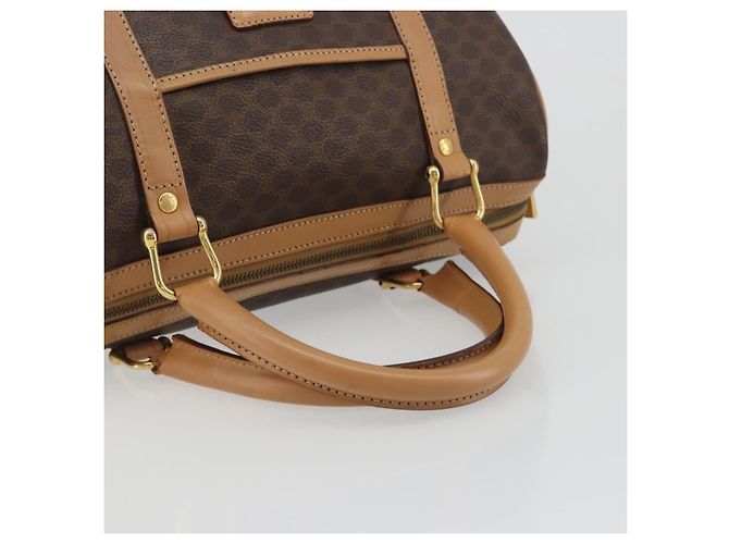 Céline Borsa Boston CELINE Macadam Canvas PVC Leather Brown Gold Auth 198748 Marrone D'oro - vista 7