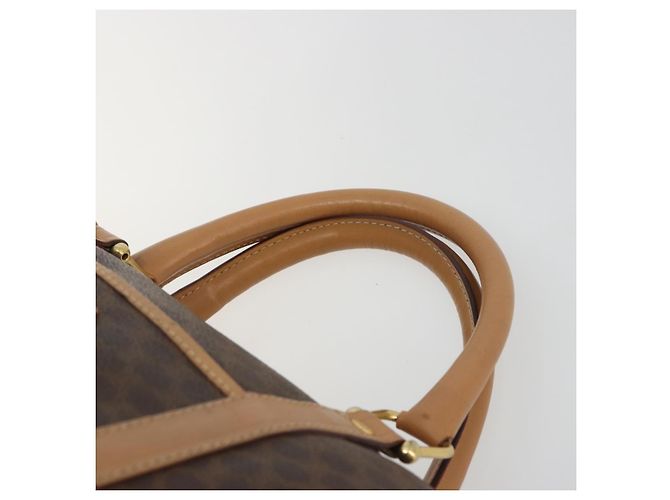 Céline Borsa Boston CELINE Macadam Canvas PVC Leather Brown Gold Auth 198748 Marrone D'oro - vista 8