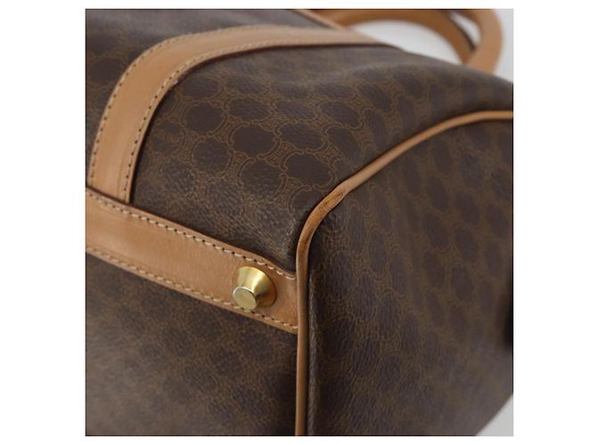 Céline Borsa Boston CELINE Macadam Canvas PVC Leather Brown Gold Auth 198748 Marrone D'oro - vista 9