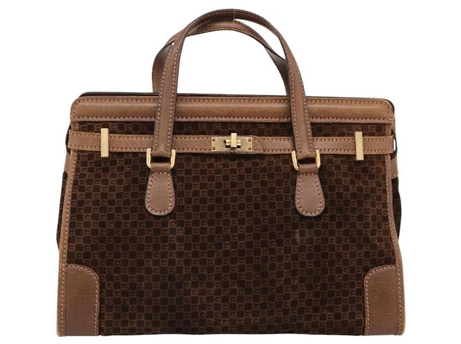Borsa a mano GUCCI in camoscio marrone tono oro Auth ep15706 - vista 13