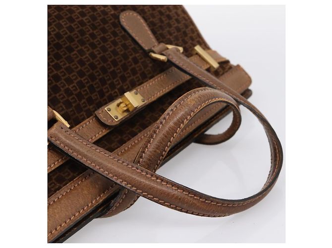 Borsa a mano GUCCI in camoscio marrone tono oro Auth ep15706 - vista 7