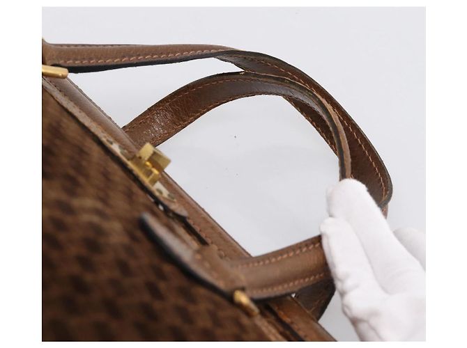 Borsa a mano GUCCI in camoscio marrone tono oro Auth ep15706 - vista 8