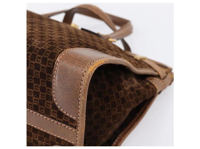 Borsa a mano GUCCI in camoscio marrone tono oro Auth ep15706 - vista 9