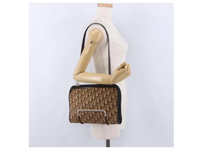 Borsa a tracolla Christian Dior Trotter Canvas Beige Gold Tone Auth 198508 - vista 21