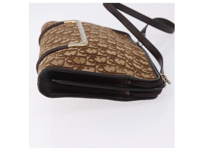 Borsa a tracolla Christian Dior Trotter Canvas Beige Gold Tone Auth 198508 - vista 3