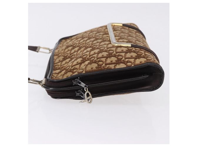 Borsa a tracolla Christian Dior Trotter Canvas Beige Gold Tone Auth 198508 - vista 4