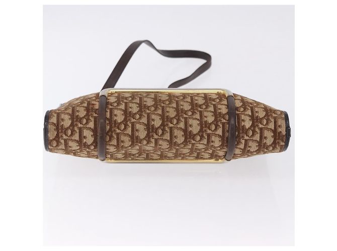 Borsa a tracolla Christian Dior Trotter Canvas Beige Gold Tone Auth 198508 - vista 5