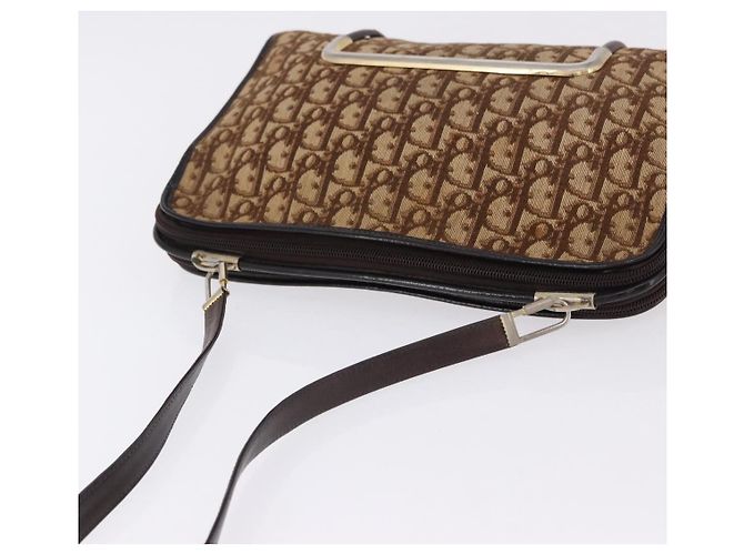 Borsa a tracolla Christian Dior Trotter Canvas Beige Gold Tone Auth 198508 - vista 6