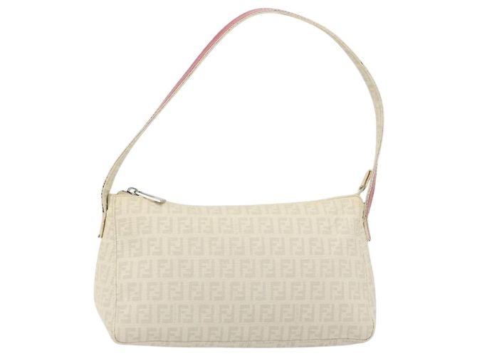 Borsa a tracolla FENDI Zucchino Canvas PVC White Silver Auth mr2831 Argento Bianco - vista 13