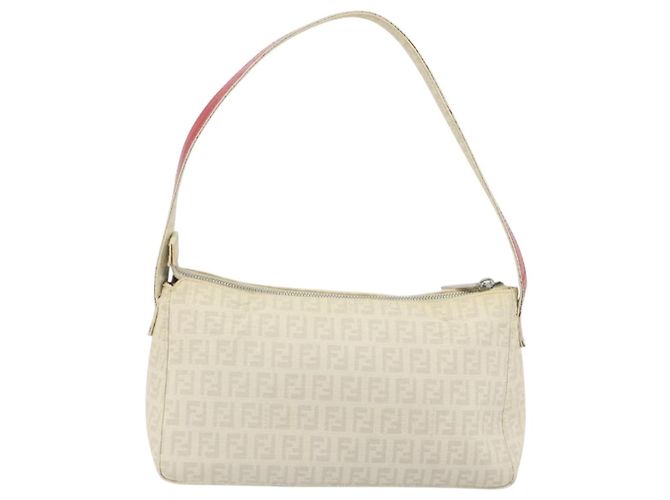 Borsa a tracolla FENDI Zucchino Canvas PVC White Silver Auth mr2831 Argento Bianco - vista 2