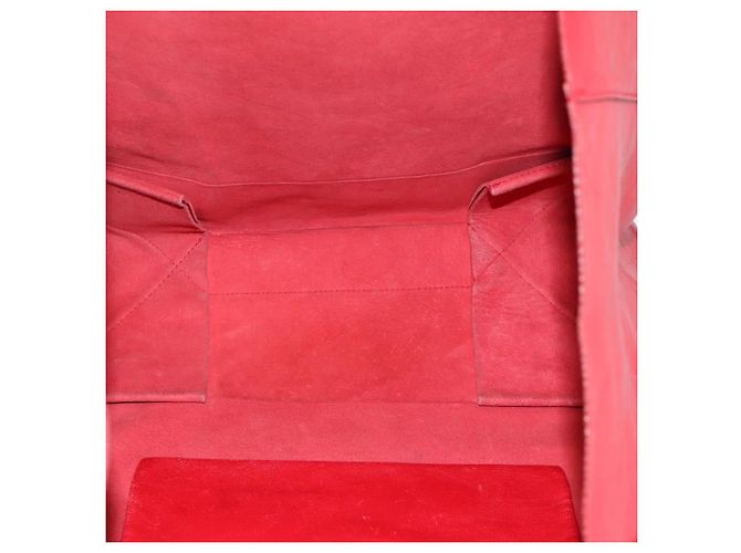 Céline Borsa Tote Horizontal Cabas CELINE in pelle rossa e oro Auth 198719 Rosso D'oro - vista 10
