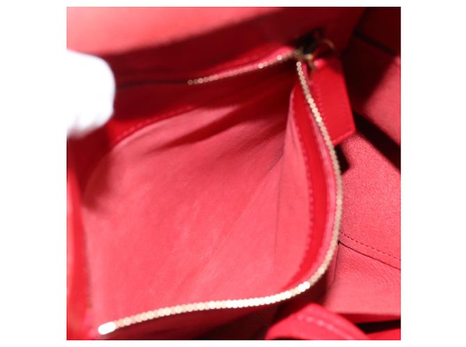 Céline Borsa Tote Horizontal Cabas CELINE in pelle rossa e oro Auth 198719 Rosso D'oro - vista 11