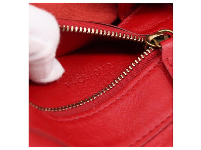Céline Borsa Tote Horizontal Cabas CELINE in pelle rossa e oro Auth 198719 Rosso D'oro - vista 12