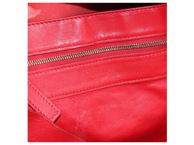 Céline Borsa Tote Horizontal Cabas CELINE in pelle rossa e oro Auth 198719 Rosso D'oro - vista 17