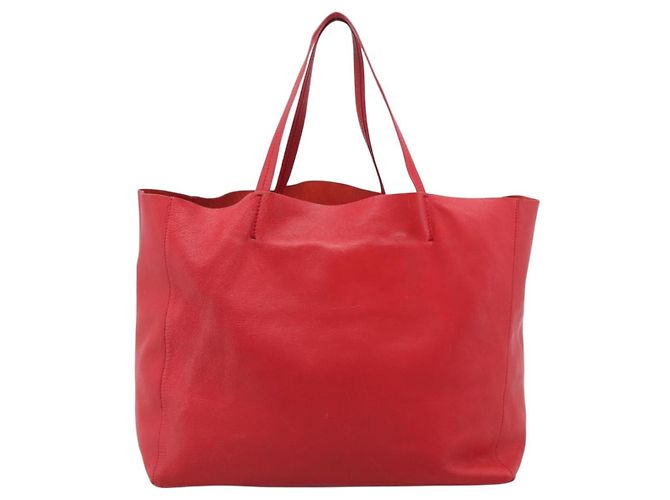 Céline Borsa Tote Horizontal Cabas CELINE in pelle rossa e oro Auth 198719 Rosso D'oro - vista 2