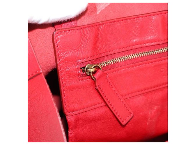 Céline Borsa Tote Horizontal Cabas CELINE in pelle rossa e oro Auth 198719 Rosso D'oro - vista 20