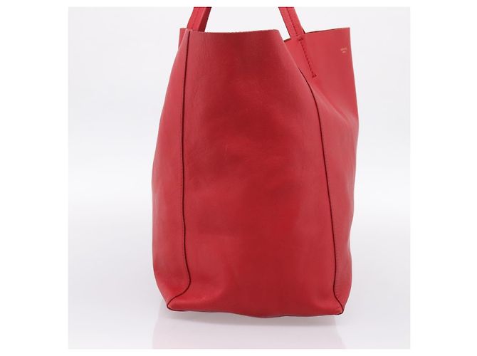 Céline Borsa Tote Horizontal Cabas CELINE in pelle rossa e oro Auth 198719 Rosso D'oro - vista 3