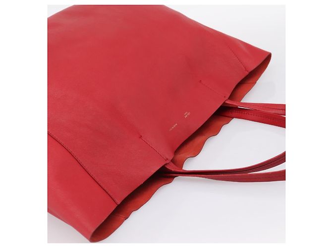 Céline Borsa Tote Horizontal Cabas CELINE in pelle rossa e oro Auth 198719 Rosso D'oro - vista 6
