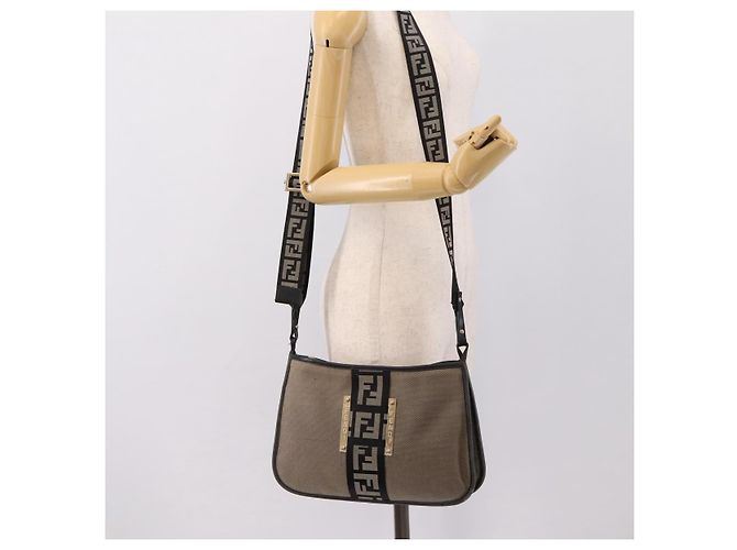 Borsa a tracolla FENDI Zucca Canvas Beige Gold Auth BA15204 D'oro - vista 24