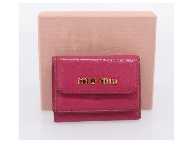 Portafoglio Compatto Miu Miu Pelle Rosa Oro Auth 198809A D'oro - vista 12