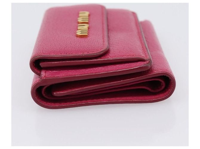 Portafoglio Compatto Miu Miu Pelle Rosa Oro Auth 198809A D'oro - vista 3