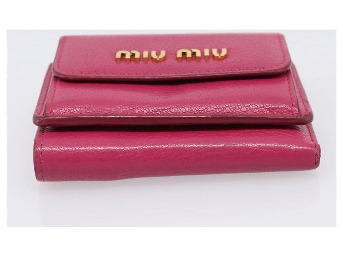 Portafoglio Compatto Miu Miu Pelle Rosa Oro Auth 198809A D'oro - vista 6