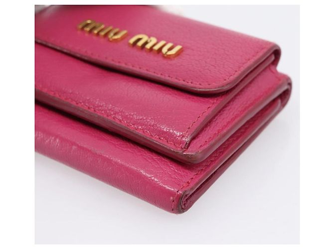 Portafoglio Compatto Miu Miu Pelle Rosa Oro Auth 198809A D'oro - vista 7