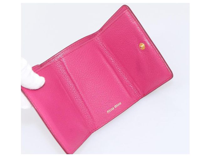 Portafoglio Compatto Miu Miu Pelle Rosa Oro Auth 198809A D'oro - vista 9