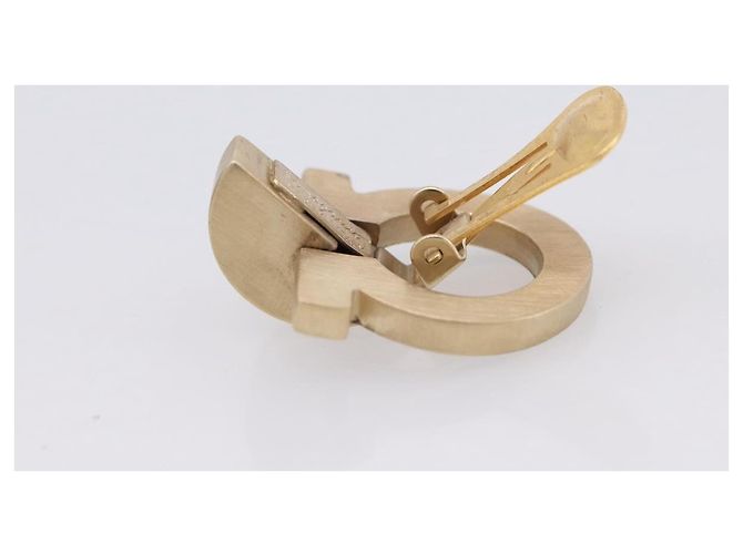 Orecchini Salvatore Ferragamo Gancini Metal Gold Tone Auth am12454V - vista 16
